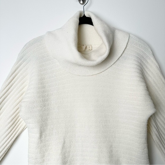Anthropologie Moth Cream White Oversized Slouchy Ribbed Cowl Neck Sweater - Picture 2 of 14